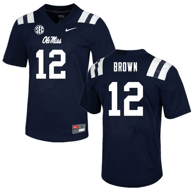 Jakivuan Brown Ole Miss Rebels NCAA Men's Navy #12 Stitched Limited College Football Jersey BKG2558DH